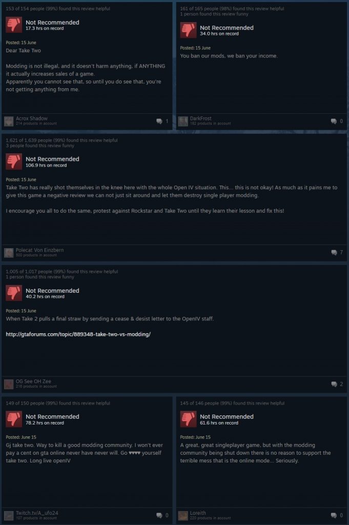 GTA V flooded with negative reviews on Steam following OpenIV shutdown ...