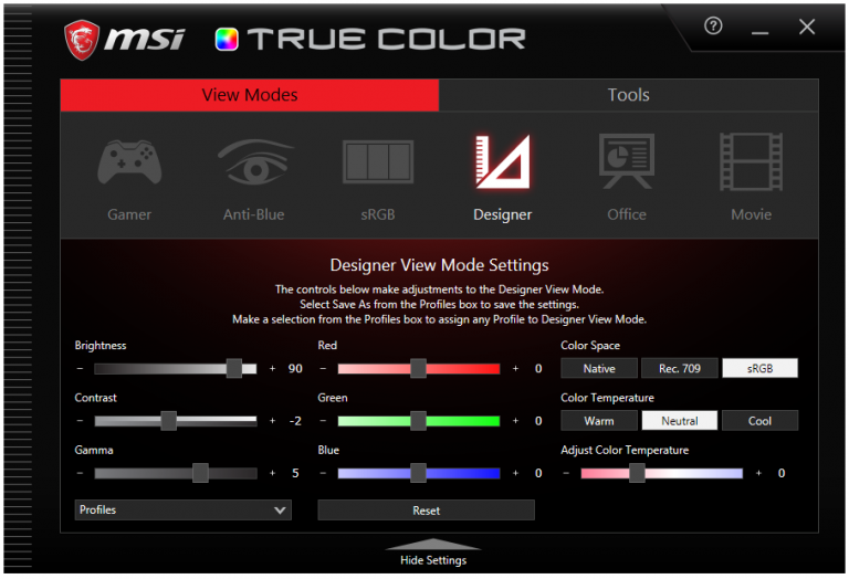 Msi true color не работает