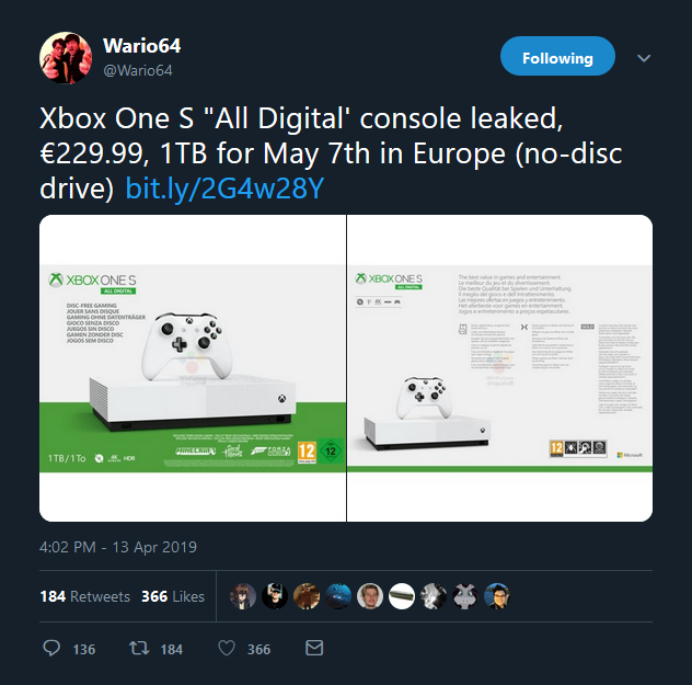 Leaked: Microsoft's Xbox One S All Digital console